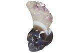 Polished Agate Skull with Amethyst Crown #149567-1